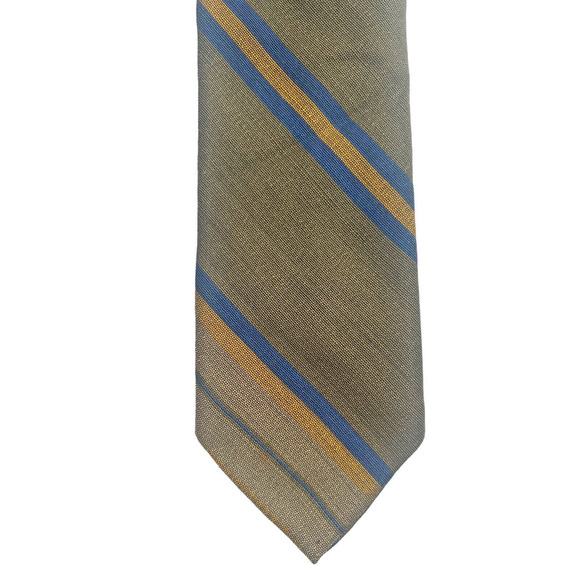 Vintage 1950s Tie Royalist Necktie Super Skinny 2.5" Olive Green Stripe Mod MCM - Picture 4 of 6